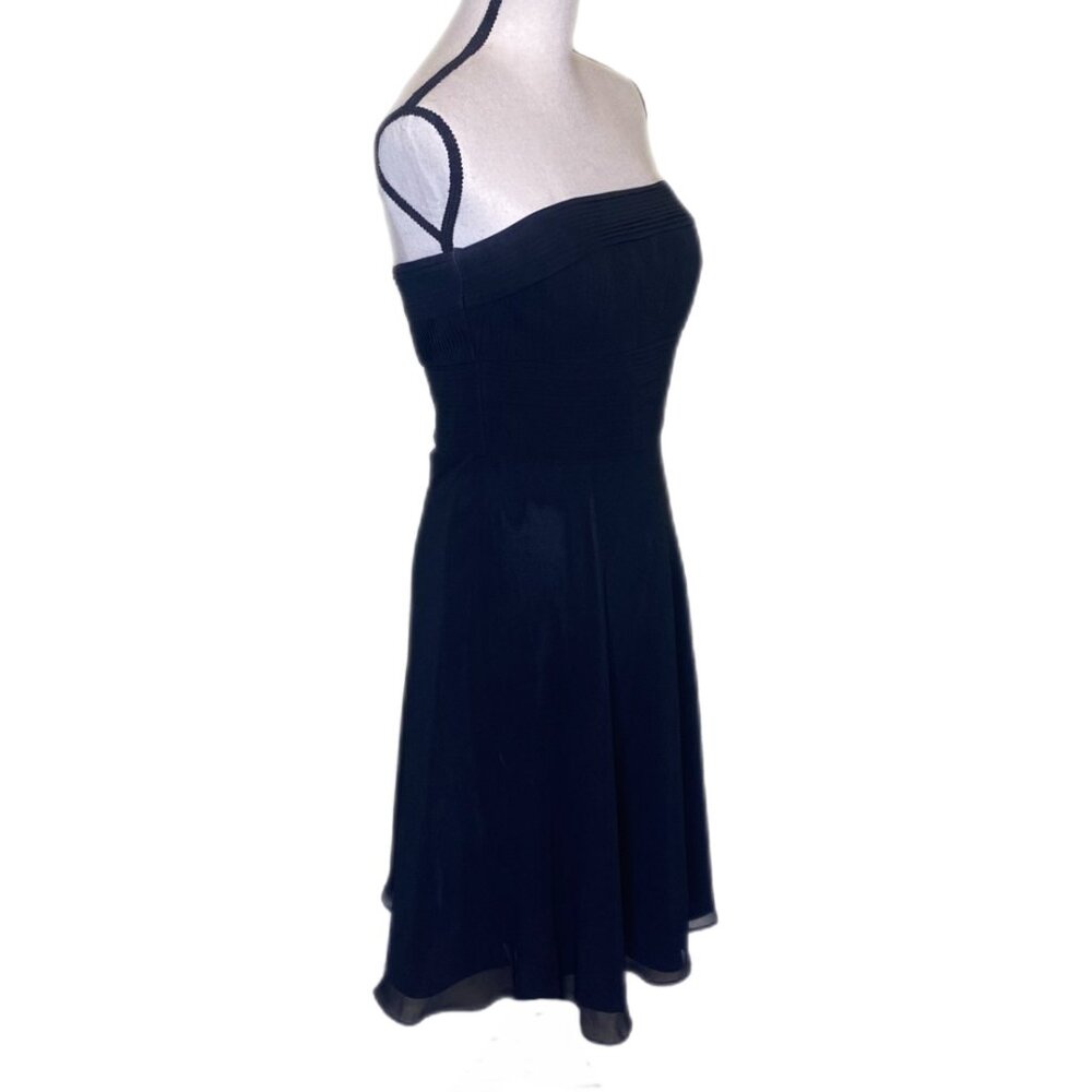 White House Black Market Strapless Black Lined Dress w/Ruched Bodice Size 4 - Picture 4 of 9